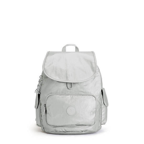 Plecaki Kipling City Pack Small Metallic Srebrne | PL 1701DF